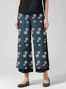 Daisy Floral Print Layered Casual Pants For Women