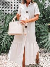 Load image into Gallery viewer, Paneled Plain Cotton Short Sleeve Maxi Dress