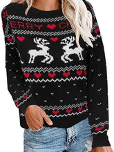 Load image into Gallery viewer, Christmas Elk Print Knit Sweater