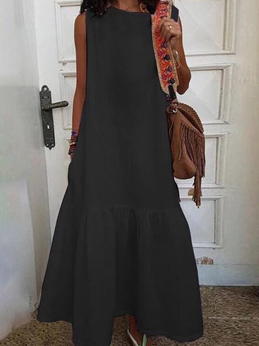 Fashion Sleeveless Round Neck Casual Dress