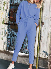 Load image into Gallery viewer, Pure Color Lace-up Sports Two-piece Suit