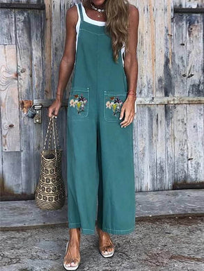 Cotton And Linen Casual Jumpsuit