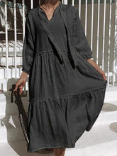 Load image into Gallery viewer, Casual Solid Long Sleeves Loose Midi Dress