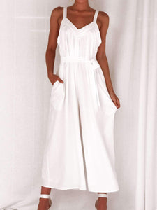 Casual Wide-Leg Halter Jumpsuit