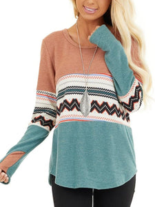 Blue Colorblock Knit Top