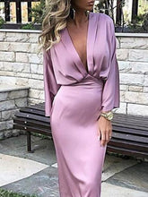 Load image into Gallery viewer, Sexy Deep V Lon Sleeve Slim  Evening Dresses