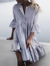 Load image into Gallery viewer, V Neck 3/4 Sleeves Buttoned Dress