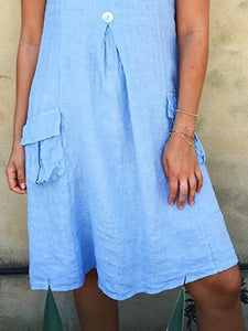 Short-sleeved Cotton and Linen Casual Dress