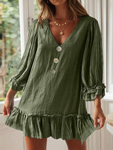 Load image into Gallery viewer, Loose Long Sleeve Ruffled Hem Casual Dresses