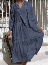 Load image into Gallery viewer, Casual Solid Long Sleeves Loose Midi Dress