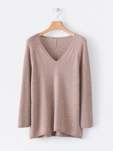 V-neck Knitted Long-sleeved Sweater